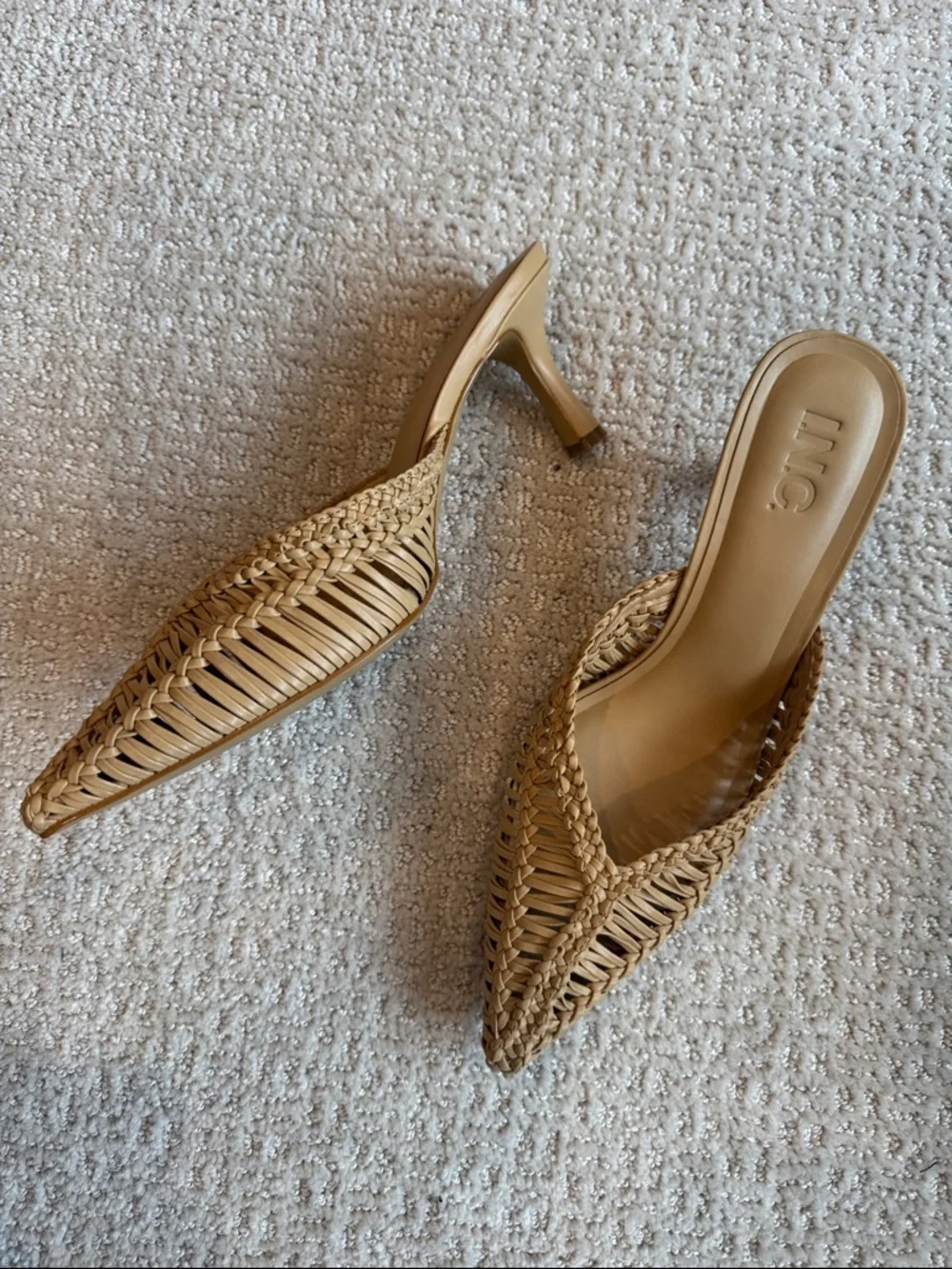 INC International Concepts Tan Woven Pointed Slip-On Mules - Picture 3 of 3